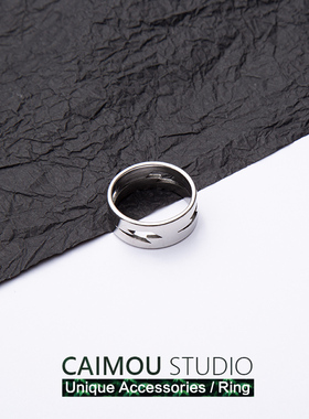 原创设计潮牌闪电戒指钛钢镂空男