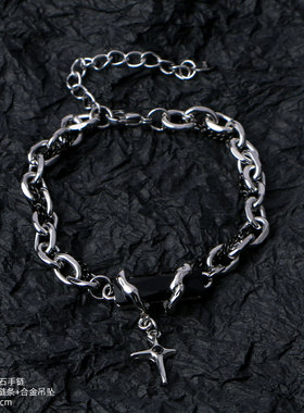 缠绕黑宝石钛钢手链男潮小众高级