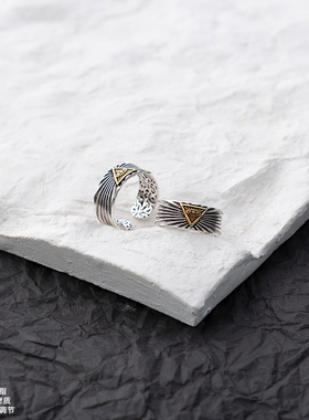 高级感复古个性戒指男上帝之眼