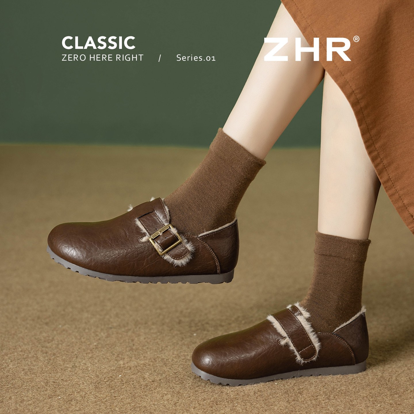 ZHR加绒勃肯鞋女2025冬季新款复古平底保暖毛毛鞋真皮软底一脚蹬,淘宝优惠券,粉丝福利购,淘宝优惠卷