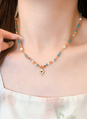 古婷多巴胺小米珠串珠项链高级感