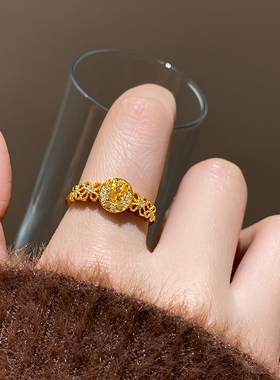 古婷金色蝴蝶结开口戒指高级感