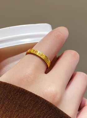 古婷沙金开口吉言旺财戒指高级感