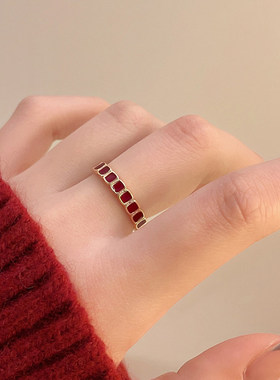 古婷安可拉红色开口戒指高级感