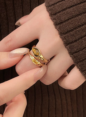 古婷美拉德虎眼石中古戒指高级感