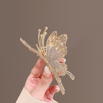 Water Drill Butterfly Grip Clip Woman Temperament Hairpin Rear Brain Spoon Pan Hair Shark Clip 2023 New Advanced Sensation Headwear