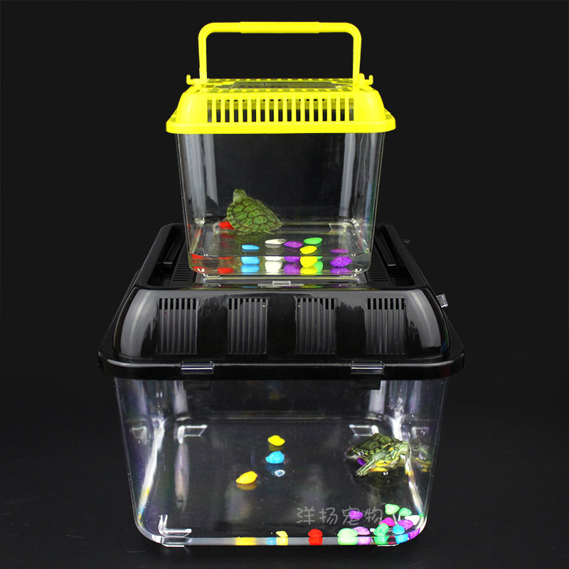 乌龟缸金鱼缸宠物盒方形塑料家用乌龟盒子带盖加厚手提透明仓鼠盒,淘宝优惠券,粉丝福利购,淘宝优惠卷