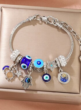 欧美热卖热卖diy手工饰品女士手链女小众设计感送礼手串 粉色套装