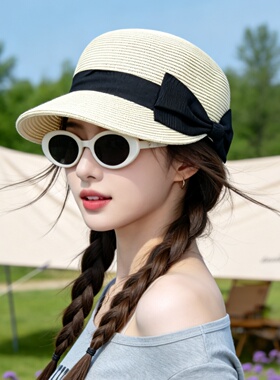 夏季女款草编防晒显脸小鸭舌帽