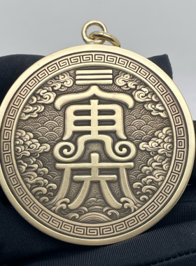 纯铜招财进宝浮雕黄铜转运牌创意书包包挂件汽车钥匙扣钥匙链吊坠