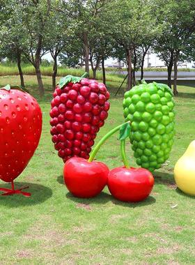 玻璃纤维户外模拟水果和蔬菜地板站立装饰大南瓜草莓卷心菜雕塑农