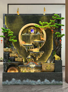 大型假山流水喷泉玄关水幕墙屏风客厅循环水招财景观装饰落地摆件