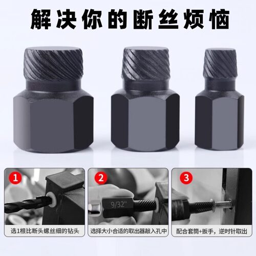 内六角螺丝取出器滑丝万能螺栓拆除反丝滑牙断头生锈螺丝取出神器 - 图1