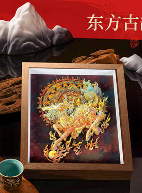 麒麟回首玄关摆件桌面客厅乔迁新居礼物新年装饰品文创非遗新中式