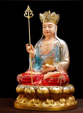 树脂铜彩地藏王菩萨像家用供奉地藏菩萨像佛像娑婆三圣摆件