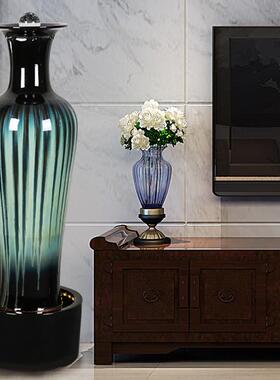 落地流水喷泉花瓶摆件陶瓷家居饰品现代简约加湿器客厅会所摆设