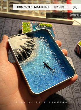 ALLBLUE海洋湾鲸鱼微缩铁盒景观装饰摆件创意生日礼物纪念品送人