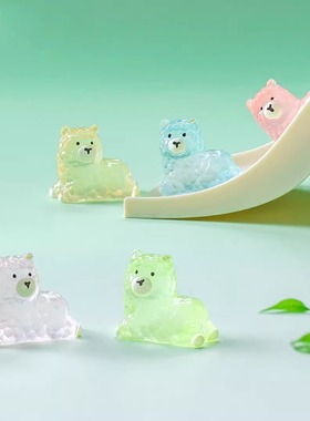 微景观简约现代创意夜光墨镜羊驼公仔 DIY装饰品车载桌面迷你摆件