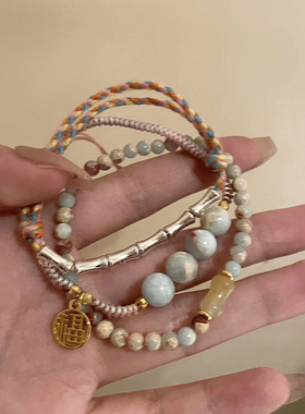 新中式手链女爆款复古手链马卡龙彩色系小众手链