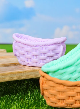 立体树脂DIY饰品彩色双耳贴边编筐钥匙扣挂件手机壳过家家配件