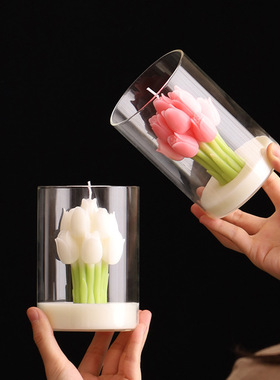 郁金香花朵香薰蜡烛氛围感浪漫情调捧花造型伴手礼香氛持久留香