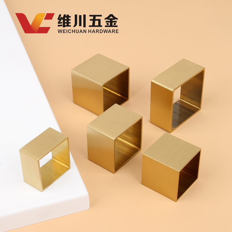 不封底方形方通黄铜新中式实木家具方形脚套铜脚套沙发脚餐桌椅子 - 图0