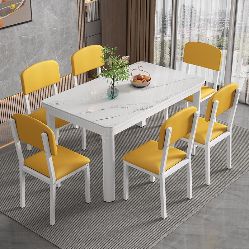 钢化玻璃餐桌椅组合轻奢家用现代简约吃饭小户型长方形经济出租房 - 图2