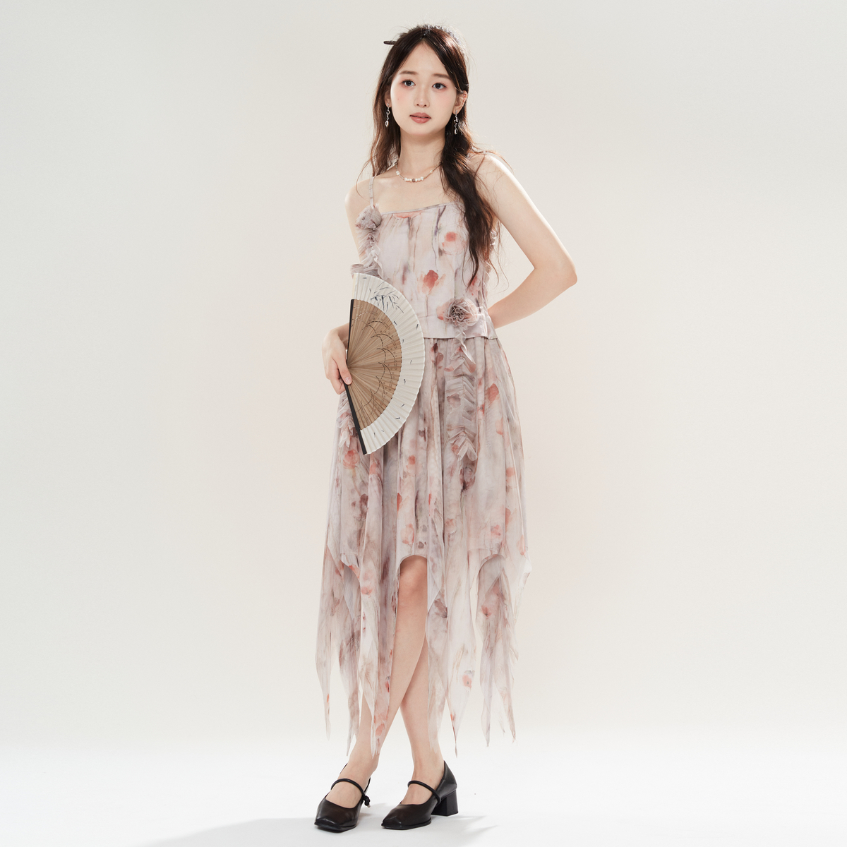 西町村屋连衣裙女秋新款国风复古网纱晕染飘逸感吊带裙AC8404009,淘宝优惠券,粉丝福利购,淘宝优惠卷