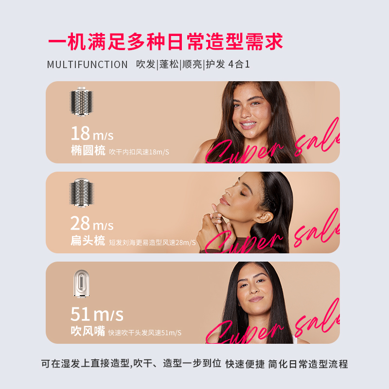 TYMO第2代丰盈梳吹干蓬松顺直造型梳高颅顶高速换头吹风机礼物