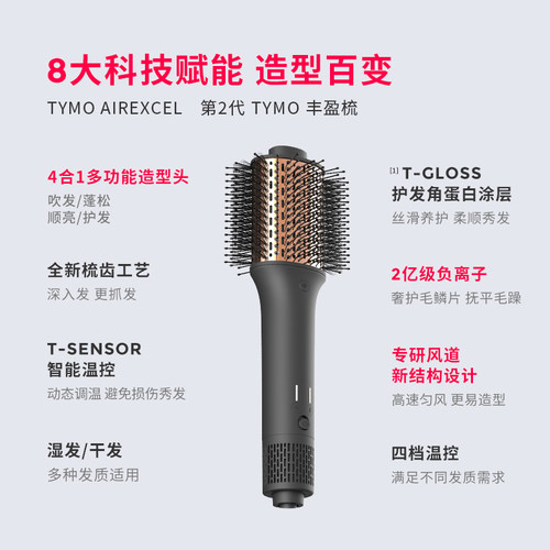 【政府补贴】TYMO第2代丰盈梳蓬松造型速干高颅顶3合1换头吹风机 - 图3