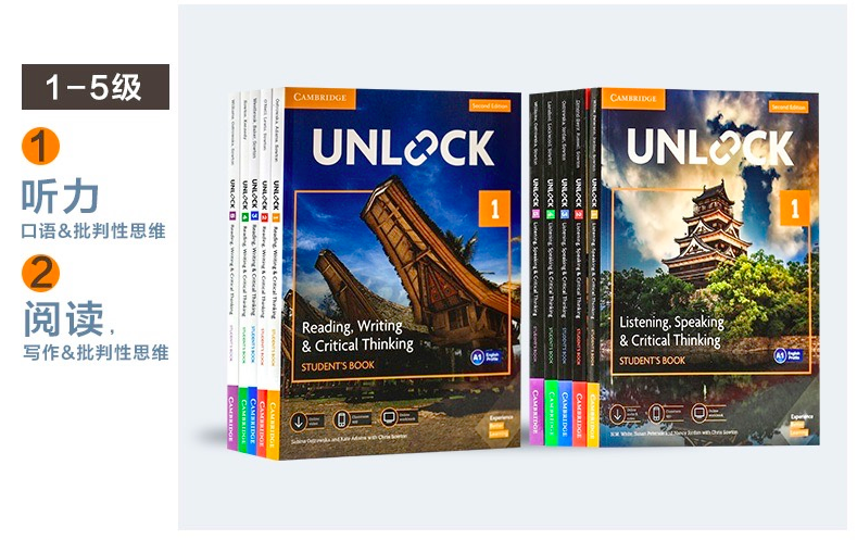 unlock教材现货原版进口剑桥英语新版第二版Unlock Reading Writing Listening Speaking Basic/Literacy / 1/2/3/4/5学生在线练习 - 图2