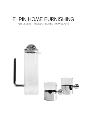 E-Pin 逸品家居餐厅轻奢桌面摆件茶具软装酒红花器托盘玻璃咖啡杯