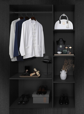 样板房衣帽间新中式衣柜组合收纳摆件装饰衣服包包女鞋托盘套组品