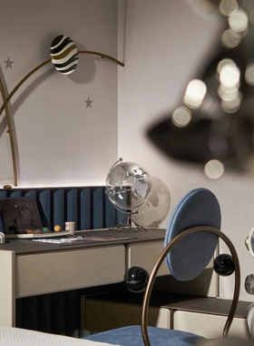 E-Pin 逸品家居蓝色儿童太空行星书房套组摆件装饰软装星球地球仪