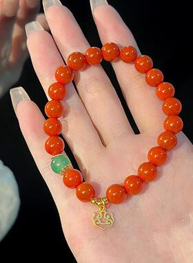 如意平安锁手链女合成南红设计感简约镂空学生手饰女友闺蜜礼物