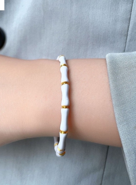 47新品跨境滴胶竹节手镯女节节高升时尚感简约钛钢手环饰品百搭