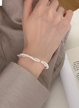 碎银子金属珍珠缠绕手链女韩国小众设计复古个性简约时尚气质百搭