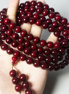 血龙木手串天然血龙木琥珀木手串108多圈文玩手串松明透光固化手