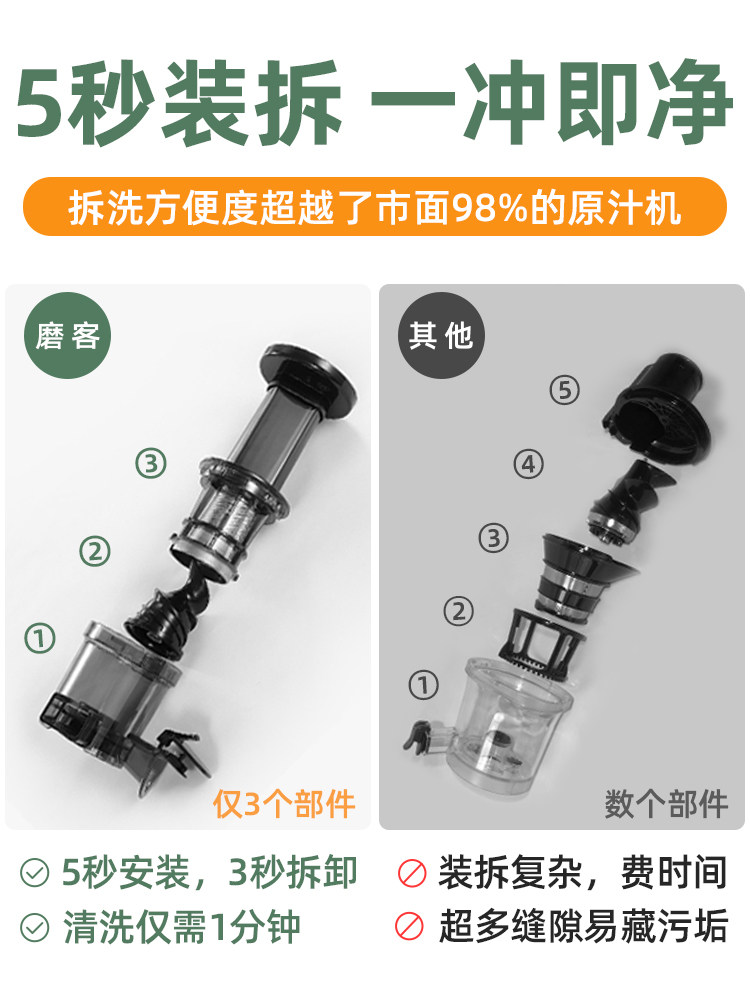 mokkom磨客汁渣分离家用小型原汁机 咪佬榨汁机