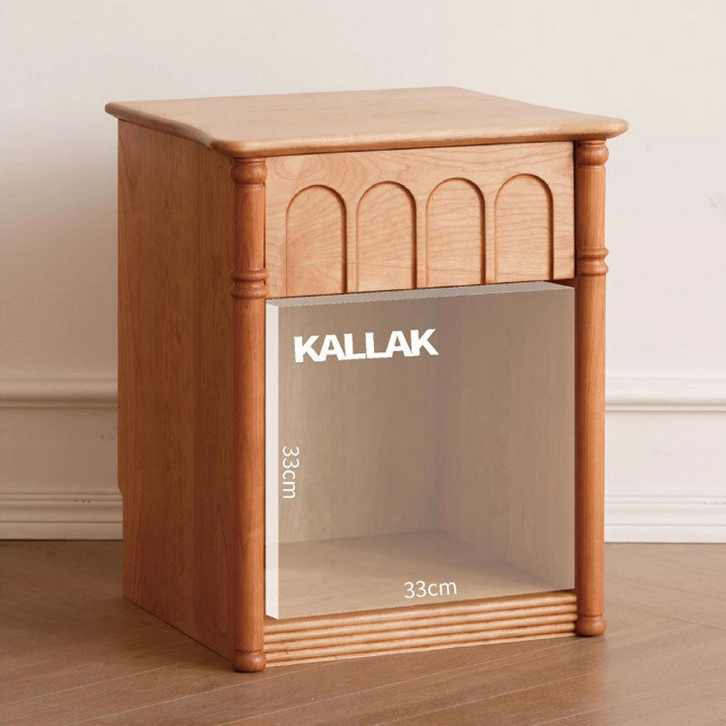 樱桃木床头柜多功能实木床边柜收纳柜复古色卧室原木茶水柜储物柜,淘宝优惠券,粉丝福利购,淘宝优惠卷