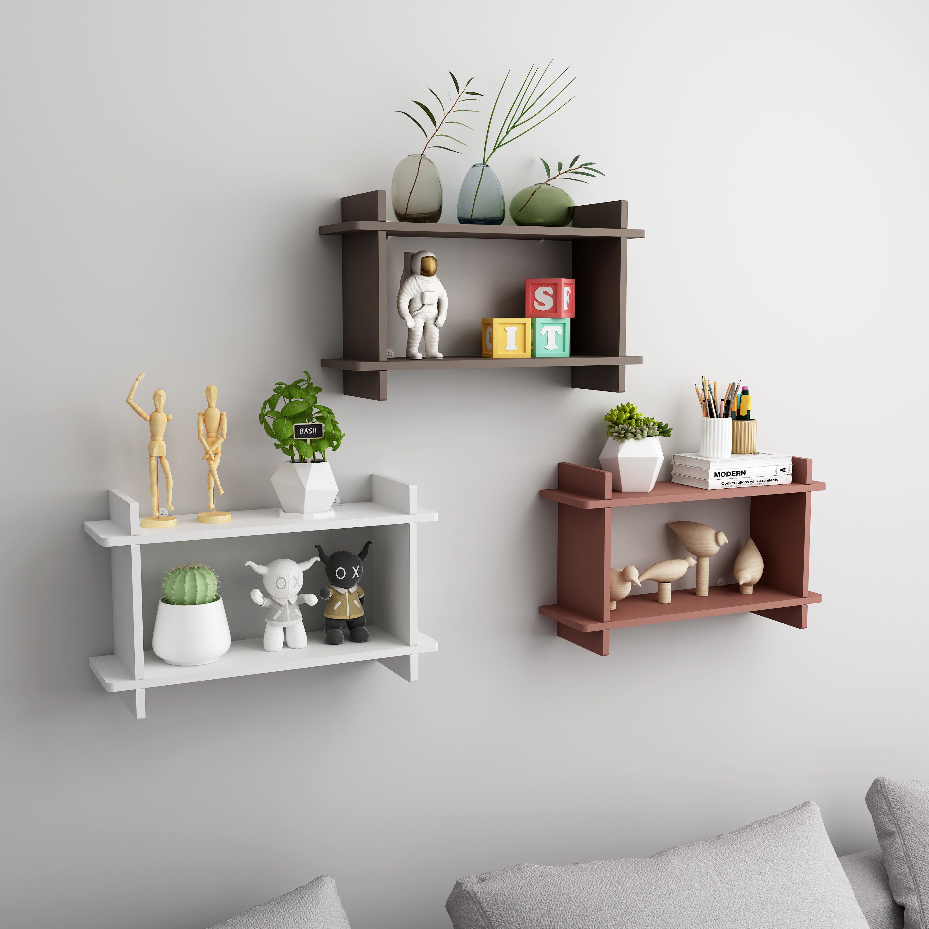 墙角置物架卧室三角形墙上搁板扇形拐角收纳架客厅装饰免打孔隔板