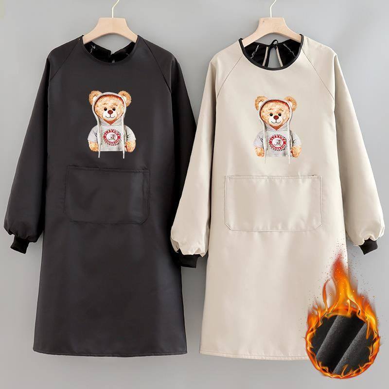 加绒罩衣防水男女通用成人围裙家用厨房防油长袖加厚大褂工作服冬,淘宝优惠券,粉丝福利购,淘宝优惠卷