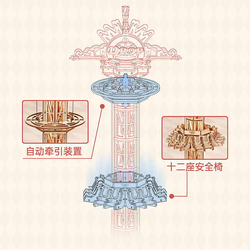 rokr若客游乐场云顶太空梭diy手工 rokr若客创意摆件