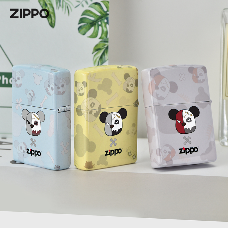 打火机正版Zippo潮玩熊创意个性定制彩印防风zoop煤油送礼送男友-图1