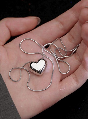 925纯银爱心项链女夏小众轻奢简约ins嘻哈甜酷网红吊坠项链