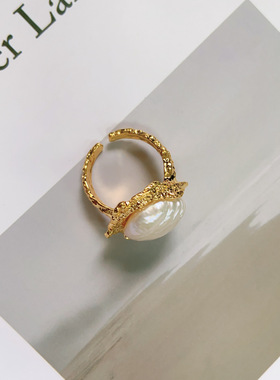 法式复古小众设计时尚天然巴洛克戒指女时尚轻奢个性百搭高级