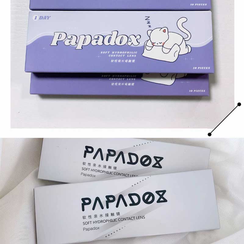 papadox美瞳日抛菠萝包费列罗黑绷带牛奶卷大直径隐形眼镜正品tm-图0