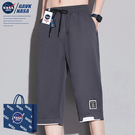 NASA GAVK 2024潮流男女同款短裤男情侣百搭夏季新品运动七分裤子