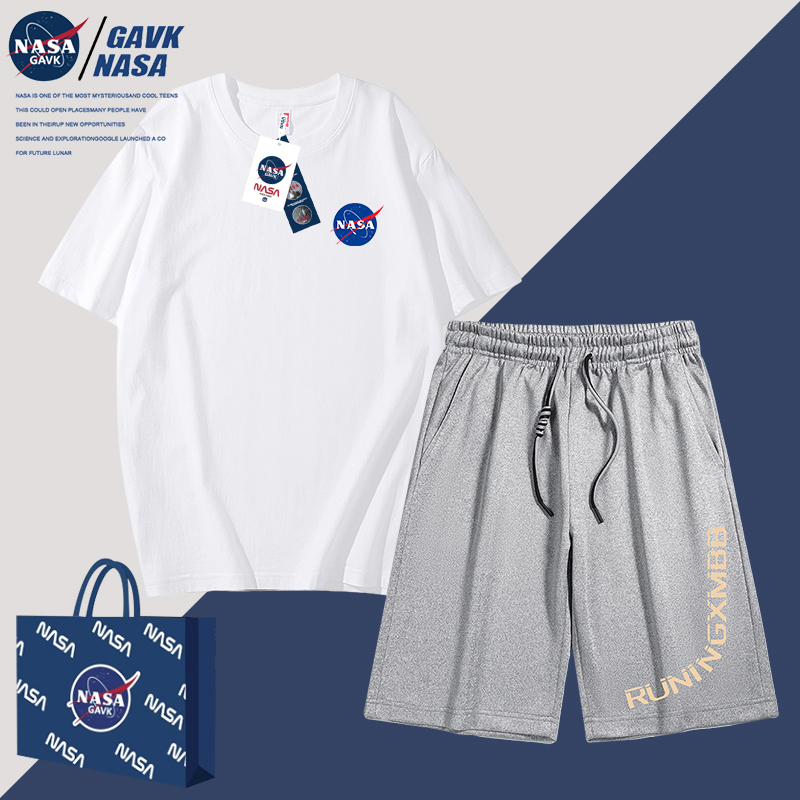 NASA GAVK2023春秋季新品百搭潮牌夏季纯棉男女同款情侣运动套装 - 图2