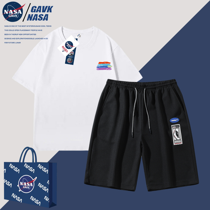 NASA GAVK情侶裝春夏季一套短袖2023新款早春潮流特別的t恤套裝男_gavk旗艦店_男裝